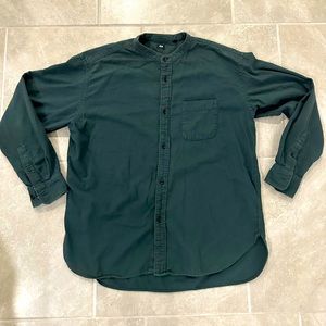 UNIQLO mandarin stand collar flannel forest green